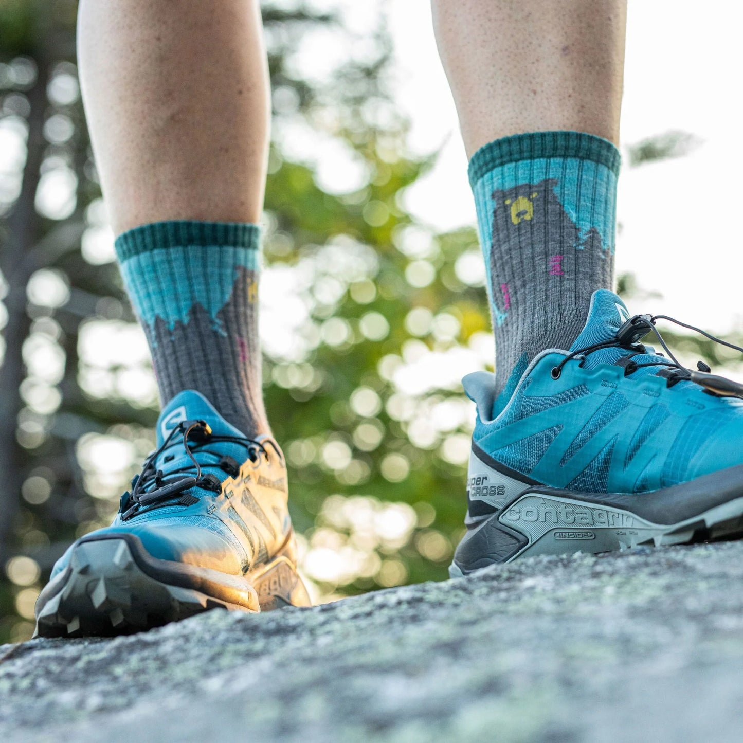 Women's Bear Town Micro Crew Lightweight Hiking Sock - Aqua