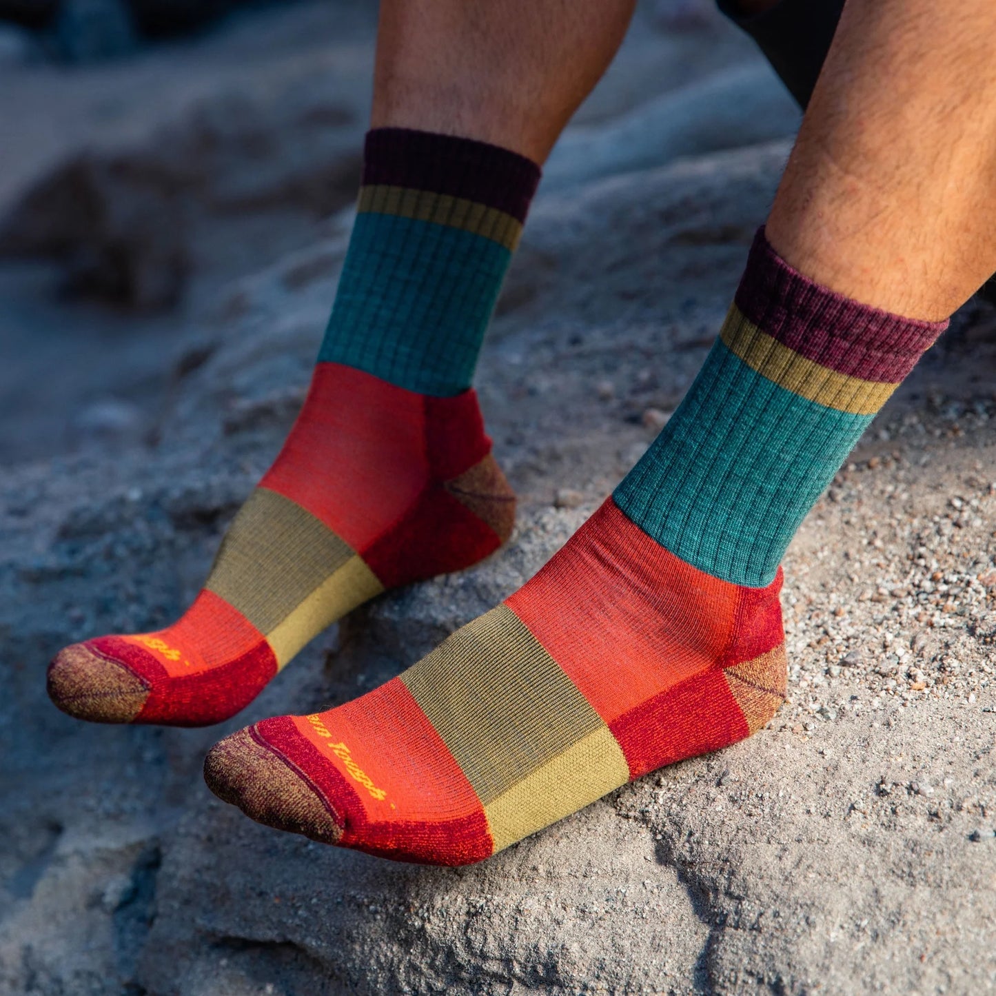 Men's Heady Stripe Micro Crew Lightweight Hiking Sock - Teal