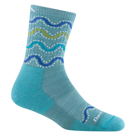 Darn Tough Men's Women's Wandering Stripe Micro Crew Lightweight With Cushion - Aqua